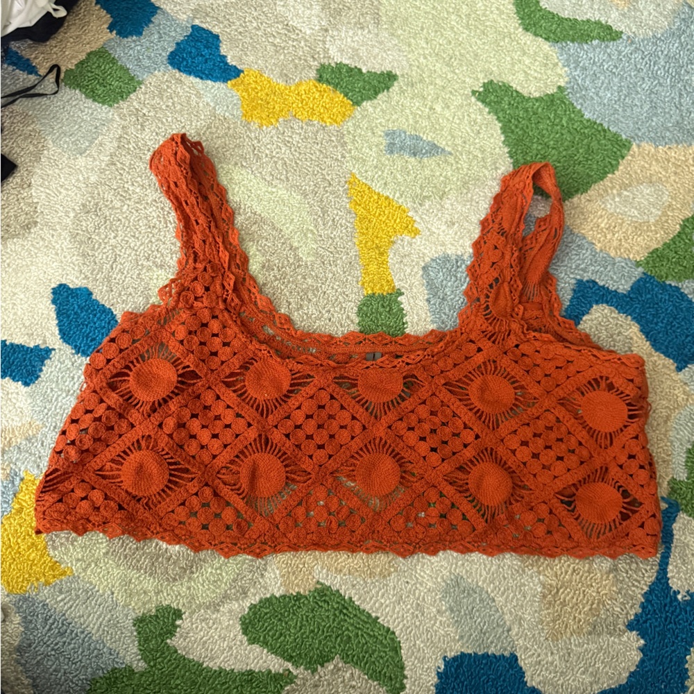 Anthropologie Terracotta Crochet Top